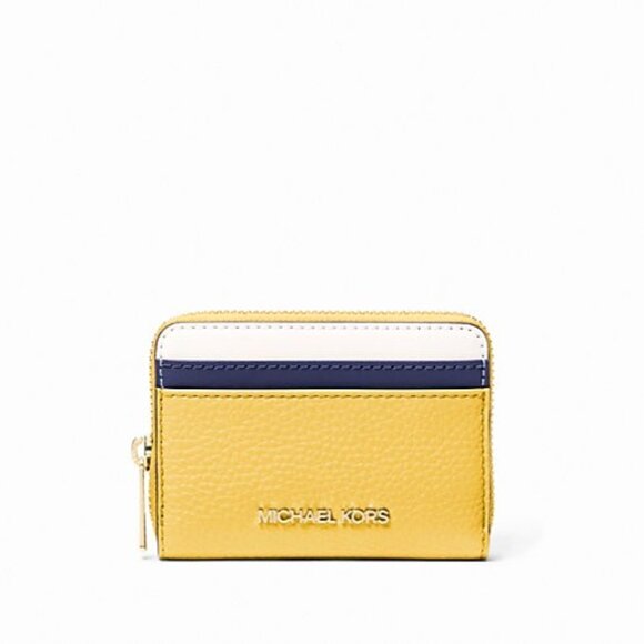 New Michael Kors Jet Set Travel Medium Zip Around Card Case Wallet Daisy Yellow - Picture 1 of 3